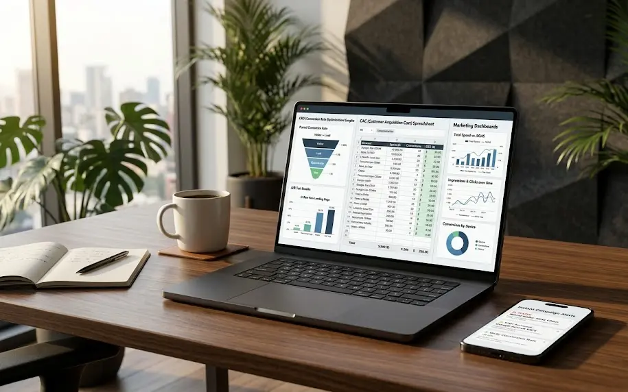Director de crecimiento utilizando un checklist técnico para auditar agencias de performance marketing en LatAm.