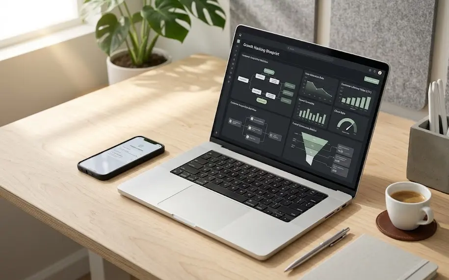 Tablero interactivo con métricas de growth marketing para empresas orientadas al aumento de valor de vida del cliente.